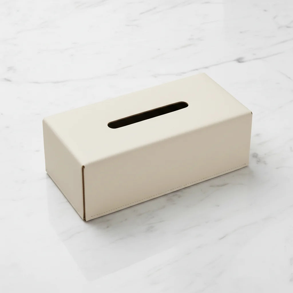 Boite à mouchoirs cuir recyclé rectangle - Vacavaliente