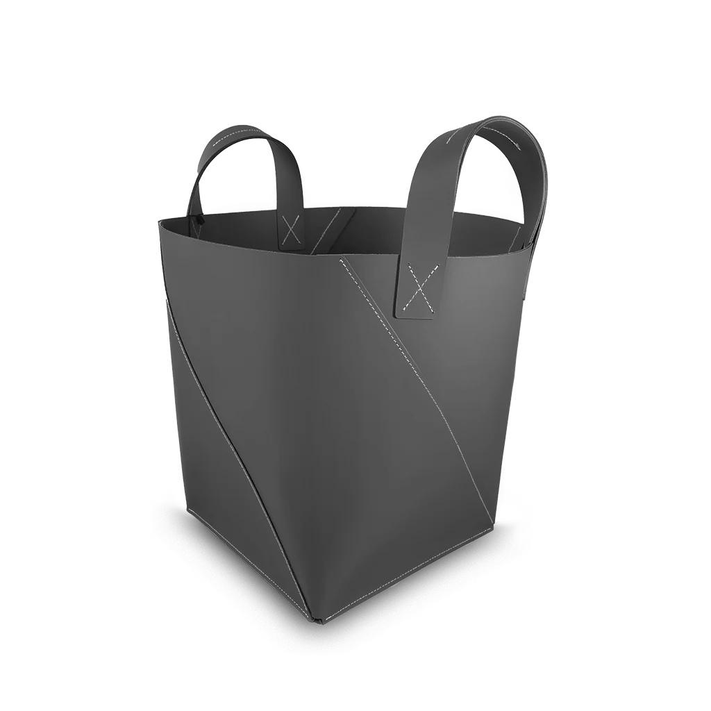 Grand panier cuir recyclé avec anse - Vacavaliente