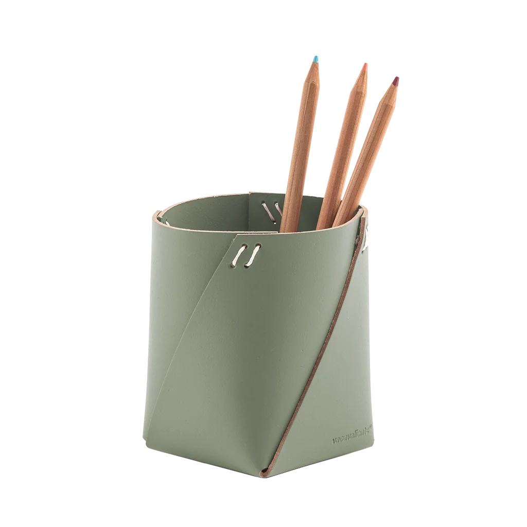 Pot à crayons cuir recyclé - Vacavaliente