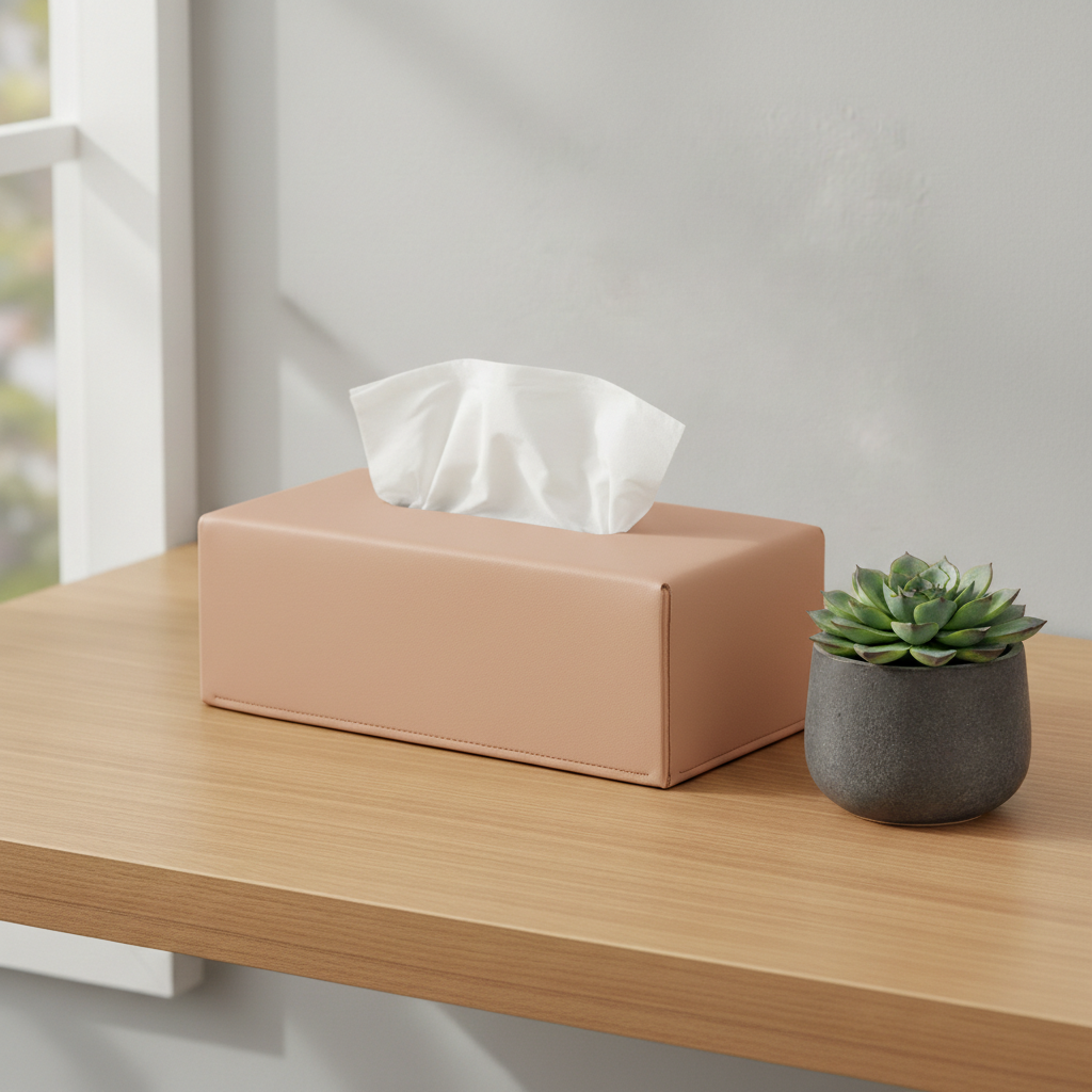 Boite à mouchoirs cuir recyclé rectangle - Vacavaliente