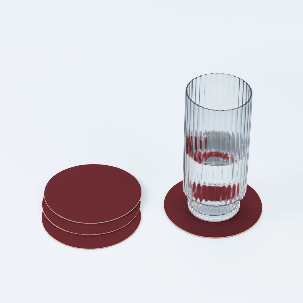 Dessous de verre x4 cuir recyclé rond - Vacavaliente