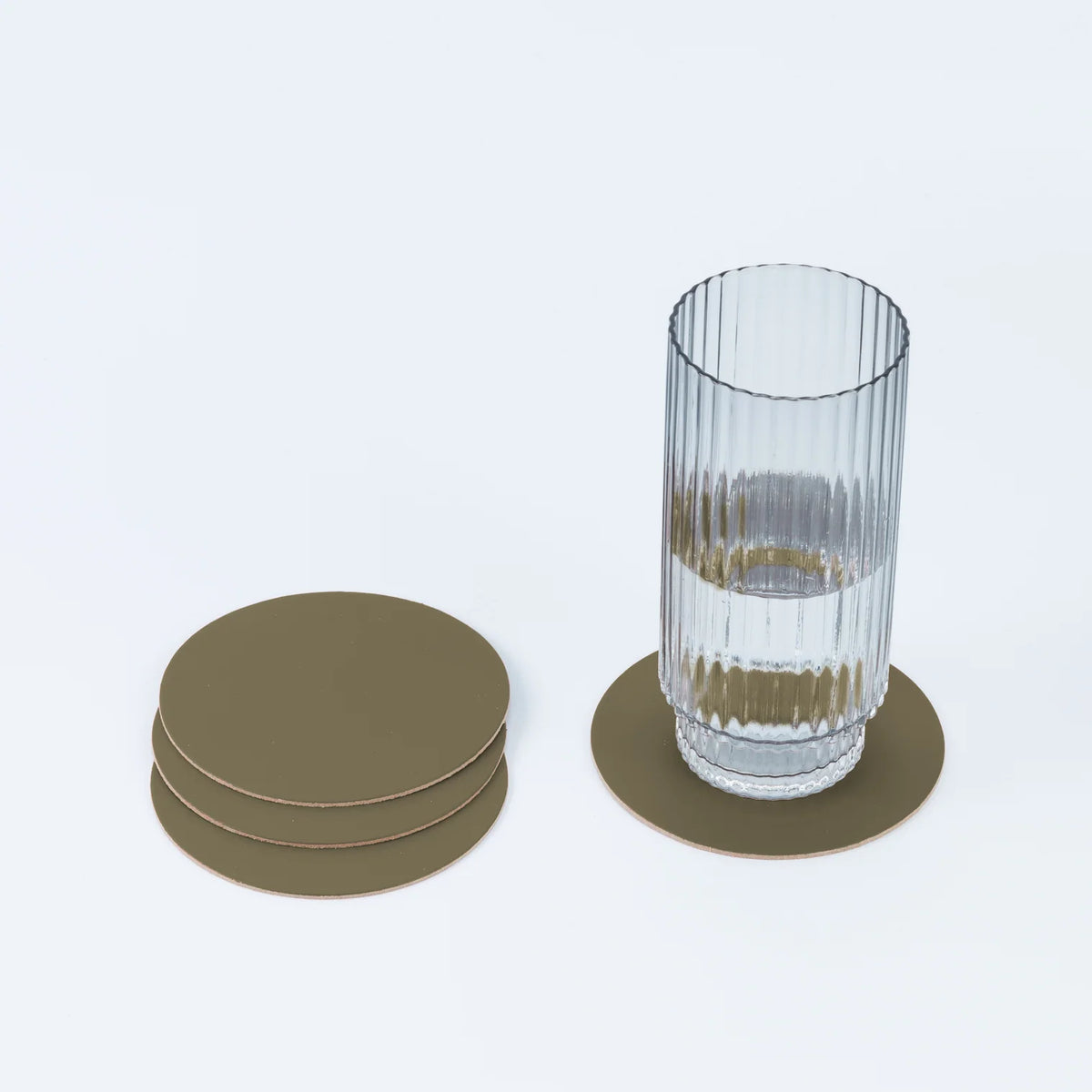 Dessous de verre x4 cuir recyclé rond - Vacavaliente