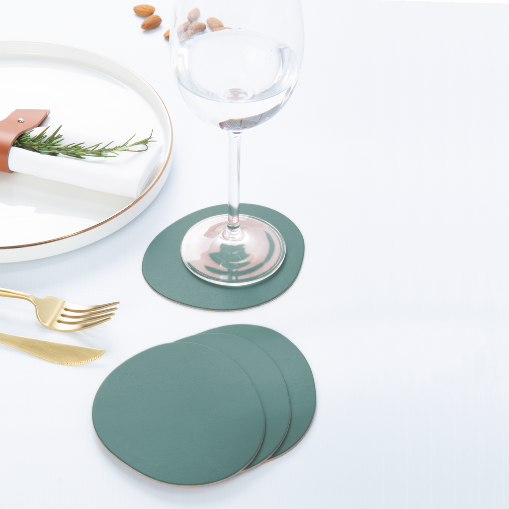 Dessous de verre x4 cuir recyclé stone - Vacavaliente