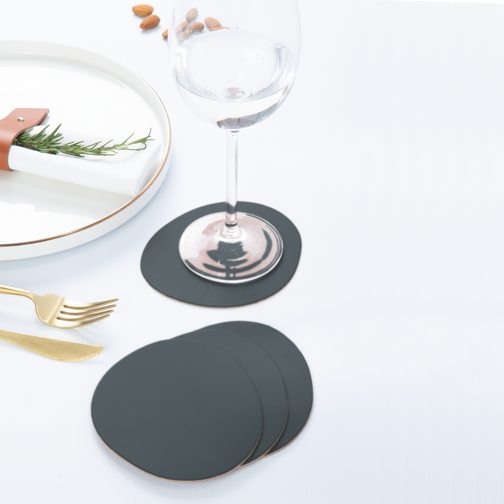 Dessous de verre x4 cuir recyclé stone - Vacavaliente