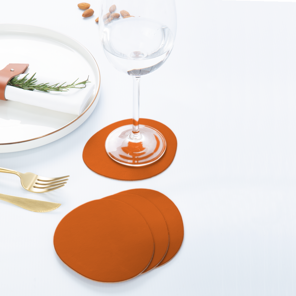 Dessous de verre x4 cuir recyclé stone - Vacavaliente