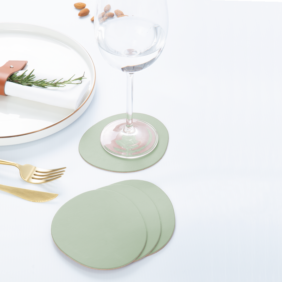 Dessous de verre x4 cuir recyclé stone - Vacavaliente
