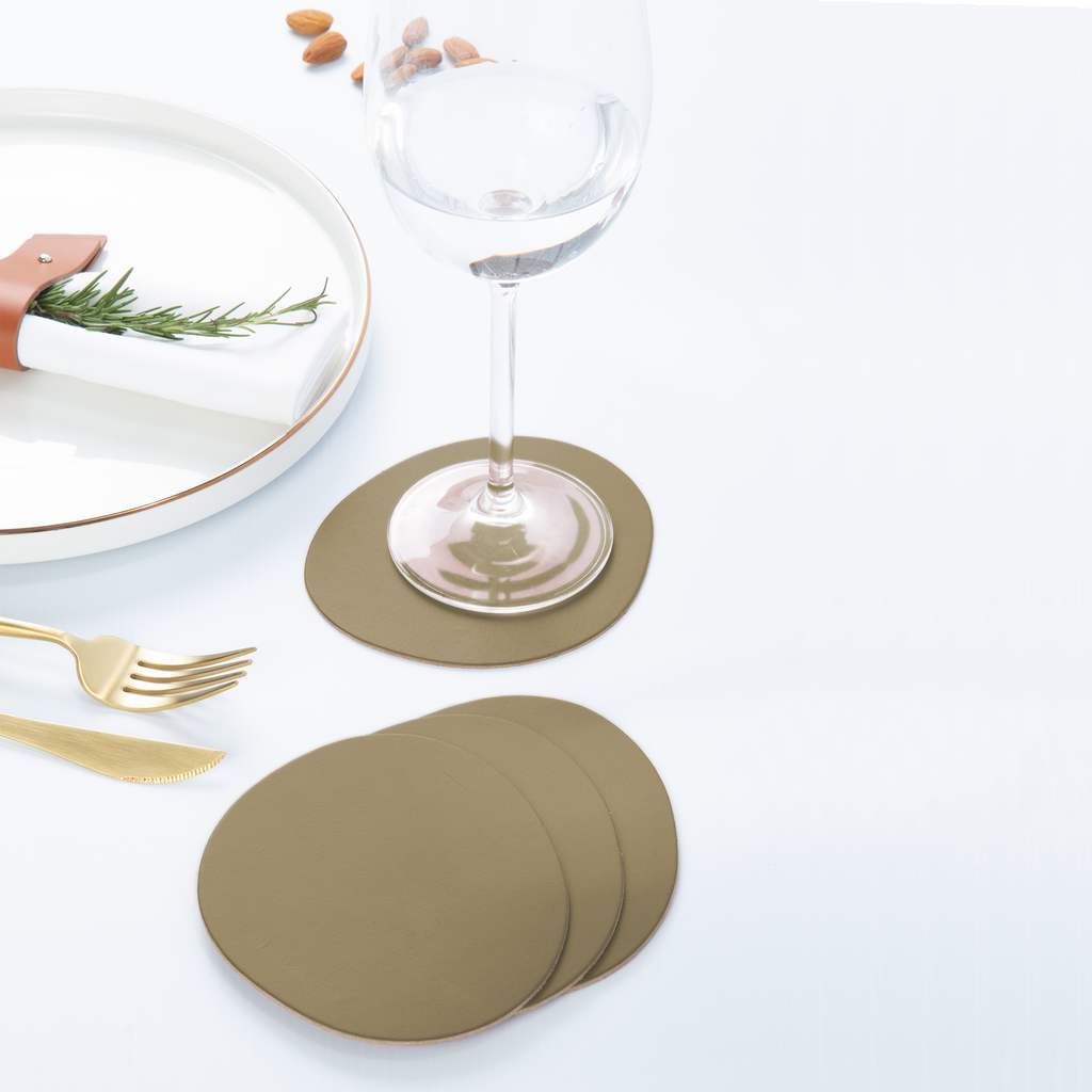 Dessous de verre x4 cuir recyclé stone - Vacavaliente