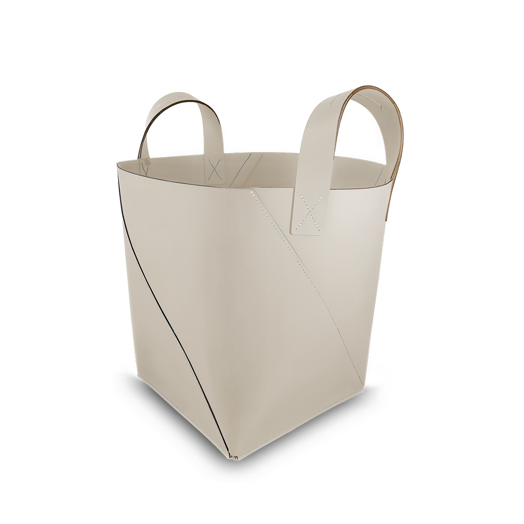 Grand panier cuir recyclé avec anse - Vacavaliente