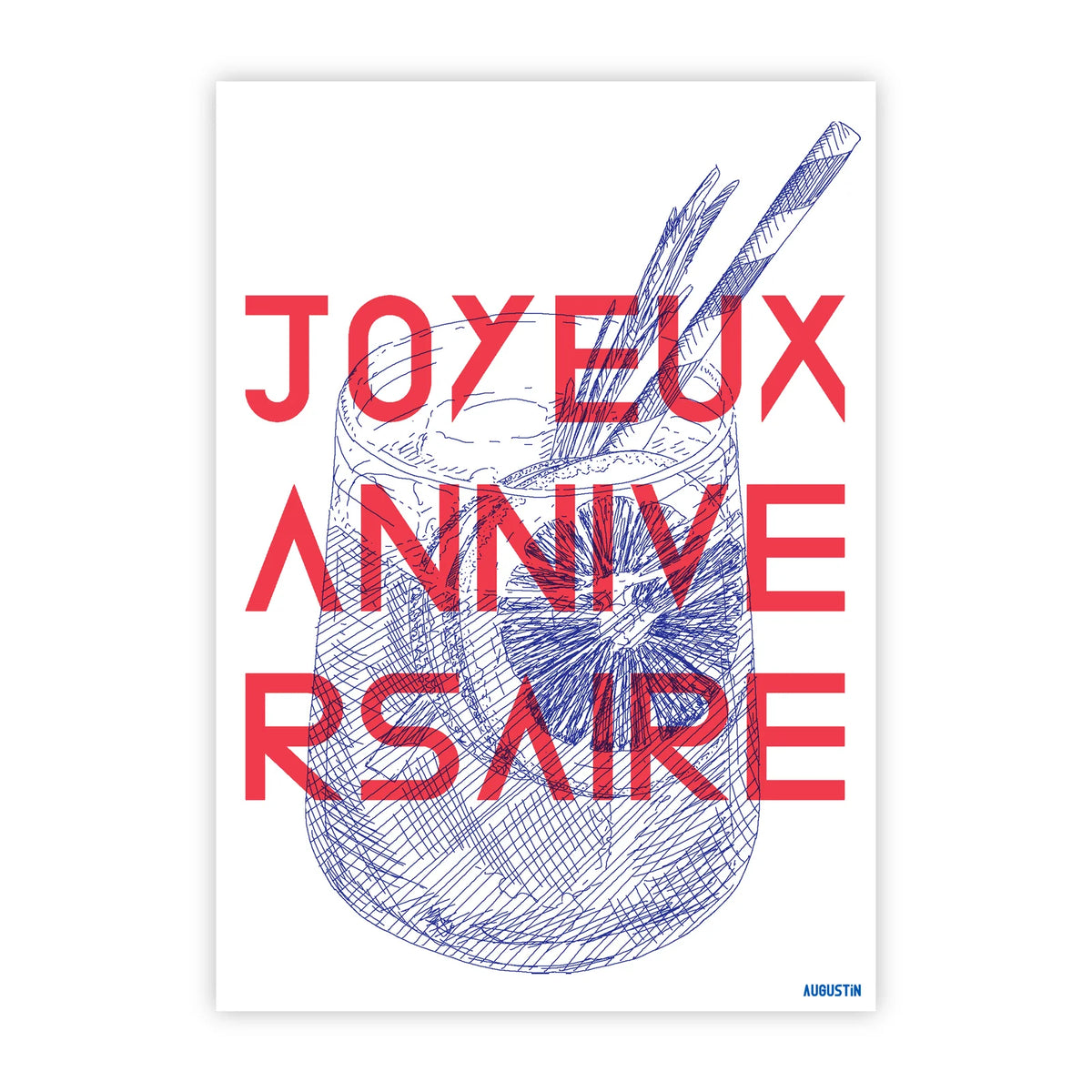 Carte postale anniversaire Augustin